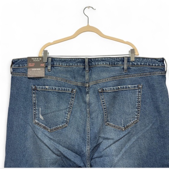 Torrid High-Rise Straight Classic Denim Jeans Artisan Hem Distressed Plus Size - Picture 8 of 9